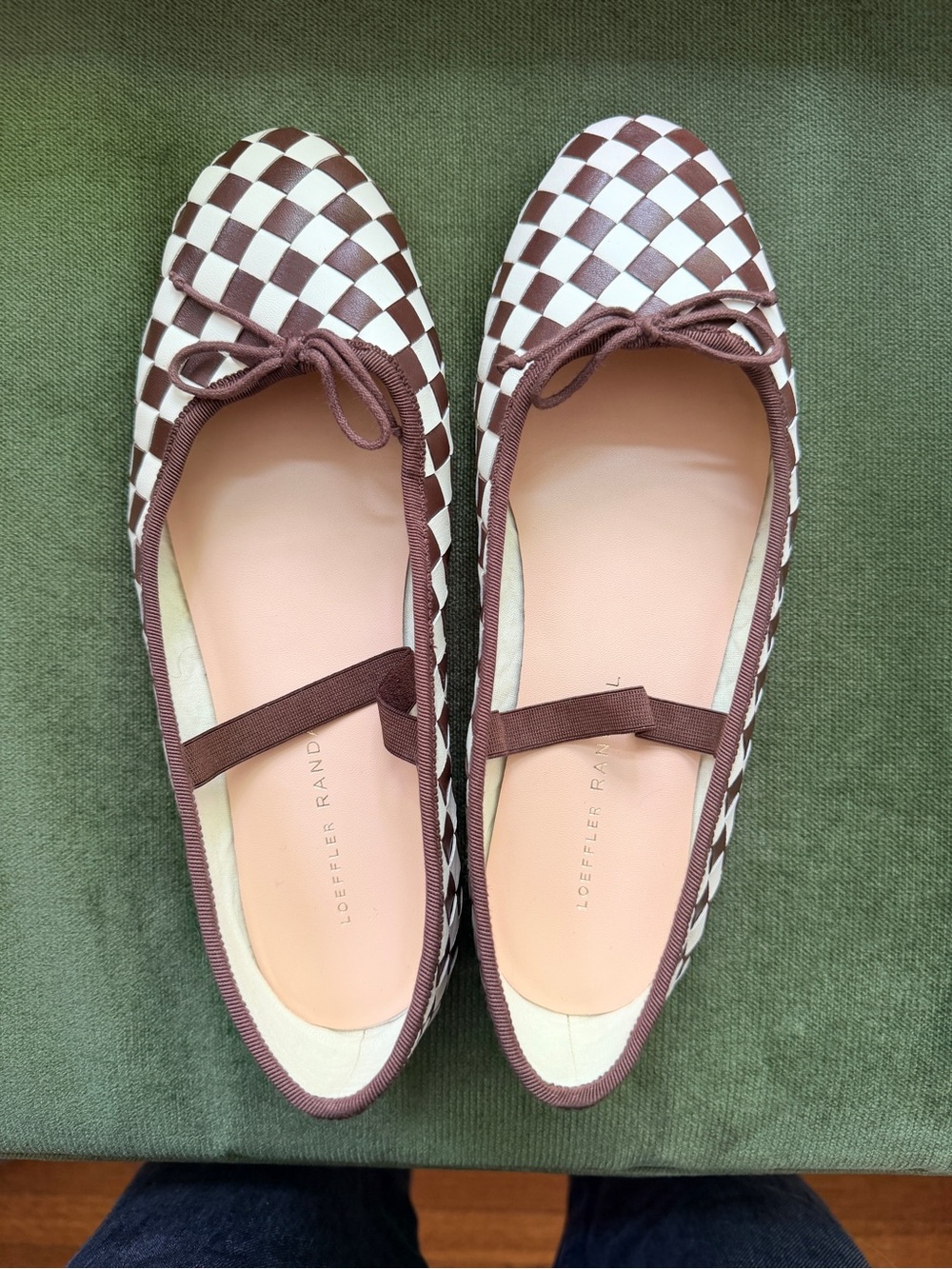 Loeffler Randall Leonie Brown and White Checkerboard Ballet Flats